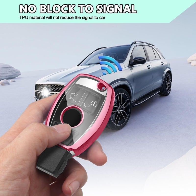 FT FUNTOR D-Pink TPU Key Cover for Mercedes Benz with Keychain - Image 3