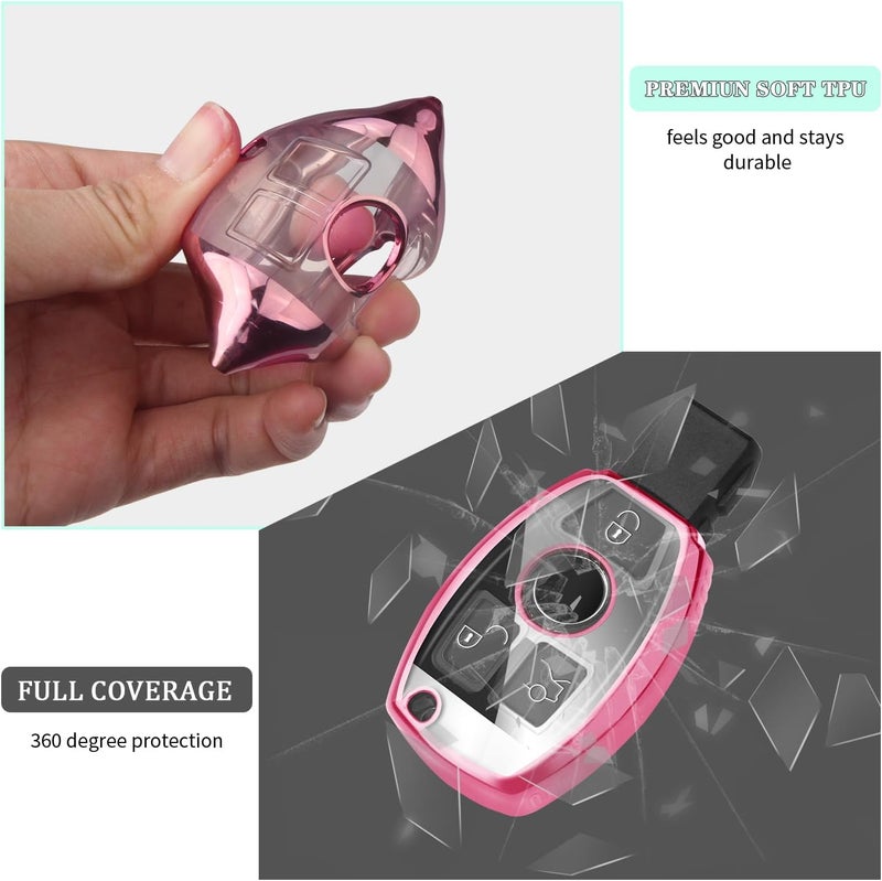 FT FUNTOR D-Pink TPU Key Cover for Mercedes Benz with Keychain - Image 4