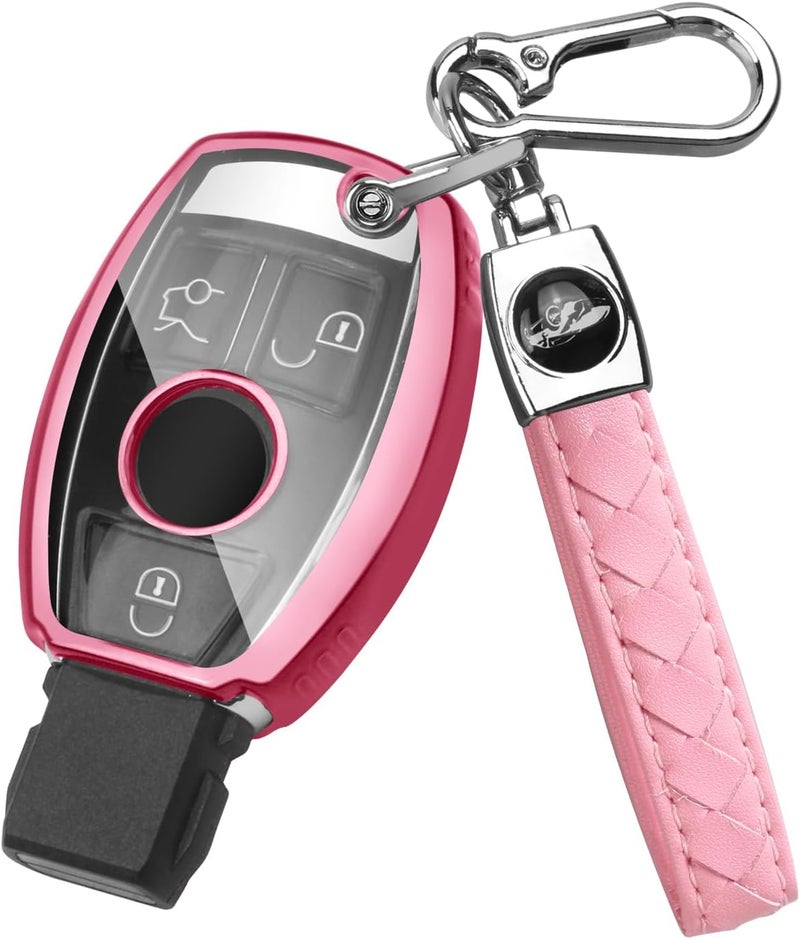 FT FUNTOR D-Pink TPU Key Cover for Mercedes Benz with Keychain - Image 1