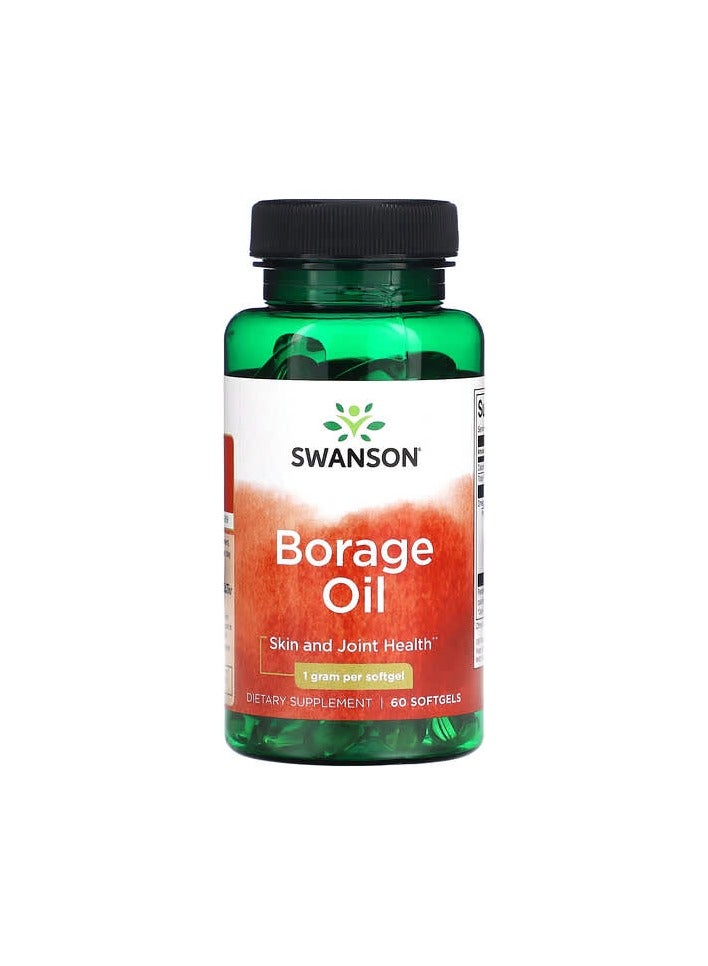SWANSON زيت البوراج، 1 جرام، 60 كبسولة لينة