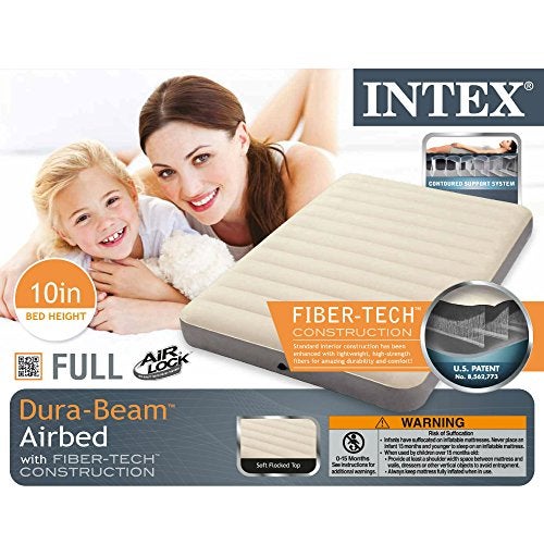 Intex Polyvinyl Chloride (PVC) Deluxe Single-High Dura-Beam Airbed with Fiber-Tech Construction, Full, Multicolour - Image 2