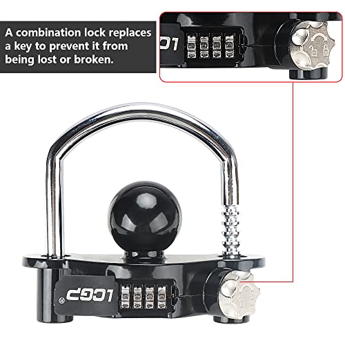 LCGP Black Trailer Hitch Lock with Combination Lock, Fits 1-7/8,2 and 2-5/16 Inch Couplers,Adjustable Storage Security, Heavy-Duty Steel - Image 4