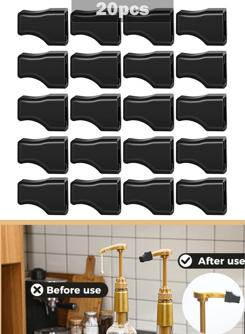 20pcs Coffee Syrup Pump Tip Cap Covers Pourer Cap Syrup Covers Black Rubber Caps Fits for Syrup Pump, Pour Dispenser, Oil Liquor Bottle, Keep Syrup Sugar Condiments Olive Clean Preserved  - Image 1