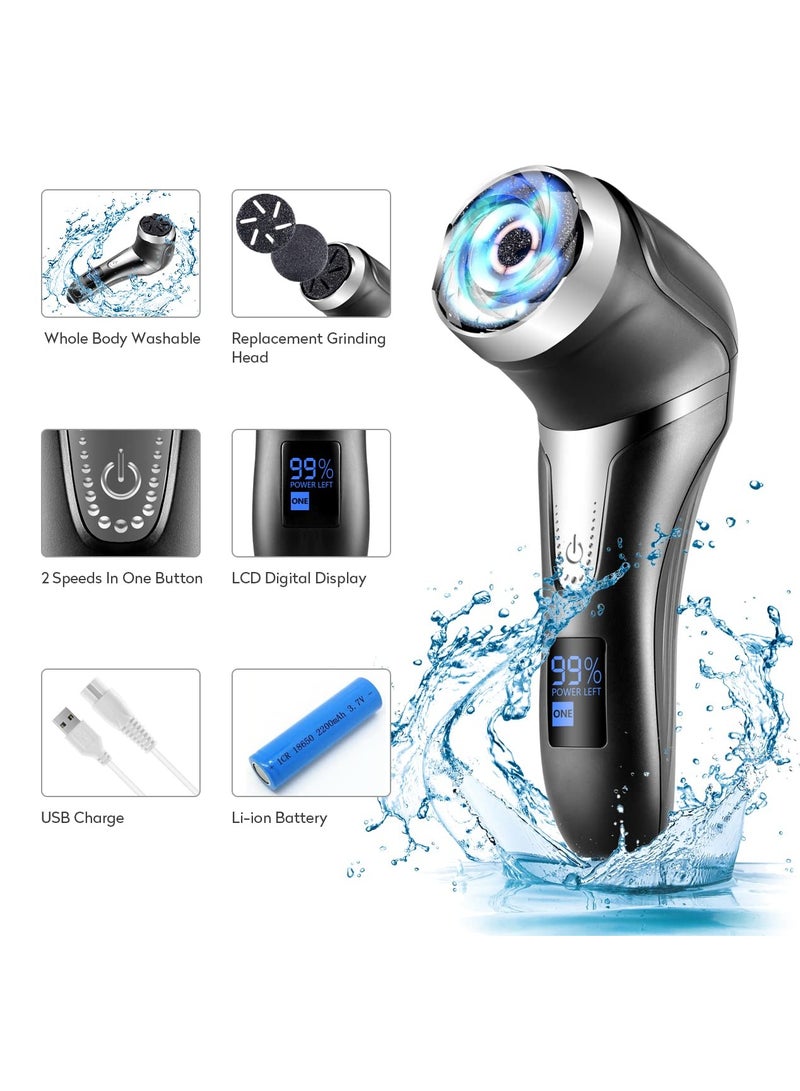 SYOSI Foot Callus Remover Rechargeable Electric Foot File with Ergonomic design and Waterproof for Dry Hard Dead Skin and Cracked Heels Professional Pedicure Tool with 3 Grinding Heads and 2 Speeds - Image 2