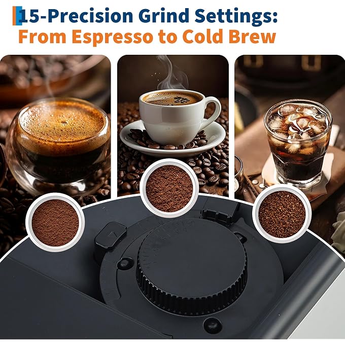 GarveeTech 3rd-Gen Espresso Coffee Maker with Milk Frother - Removable Brewer/Grinder, Adjustable Coarseness/Flavor, 3-Level Coffee/Milk Volume, Detachable Milk Tank for Home Baristas, Silver Spray Paint - Image 3