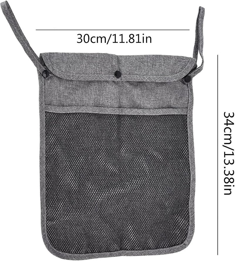 Dogxiong Portable Stroller Hanging Bag with Two Storage Pockets Stroller Bag Organizer for Nappy Baby ClothBottleToy Stroller Hanging Storage Net Bag Grey - Image 2
