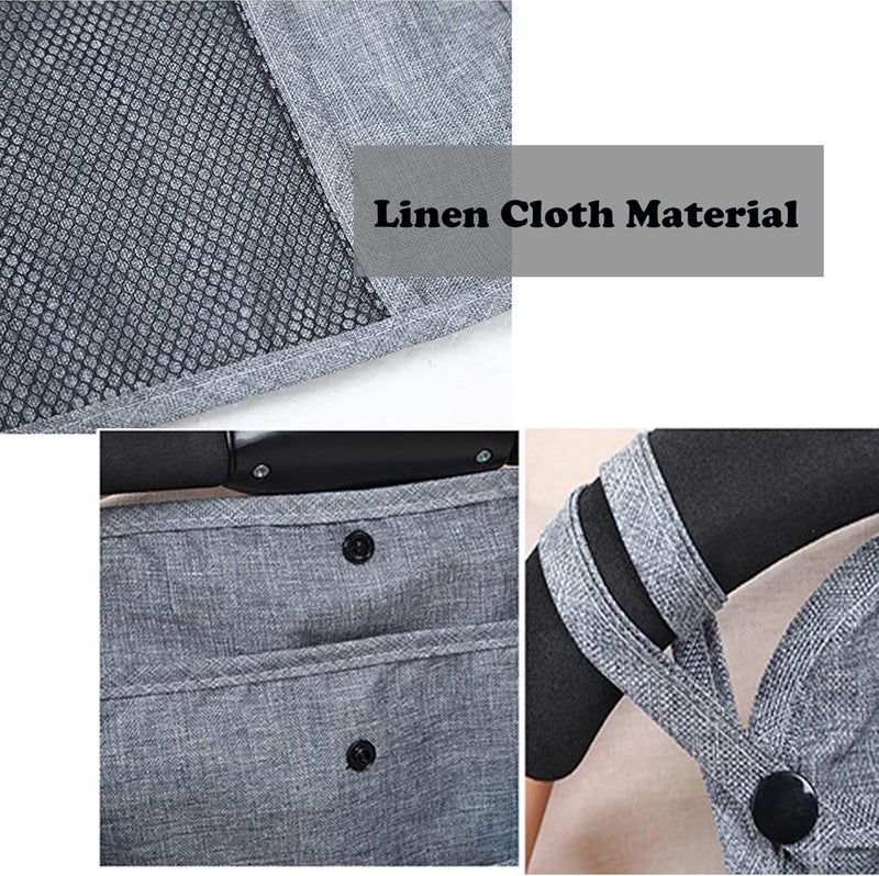 Dogxiong Portable Stroller Hanging Bag with Two Storage Pockets Stroller Bag Organizer for Nappy Baby ClothBottleToy Stroller Hanging Storage Net Bag Grey - Image 5
