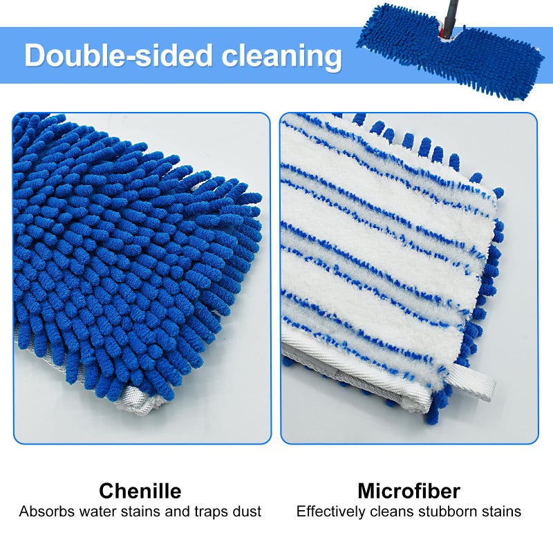 DLAIMI 3 Pack Mop Heads Replacements Compatible for Ocedar Dual-Action Microfiber Flip Mop, Double Sided Mop Replace Head Mop Refills with Microfiber & Chenille for Dry Wet Use, Reusable, Machine Washable - Image 2