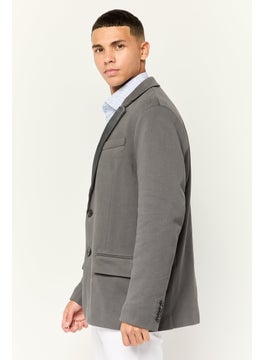 ESPRIT Men Regular Fit Solid Semi-Formal Blazer, Dark Grey  - Image 3