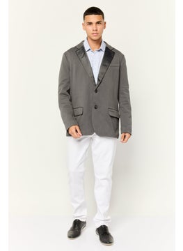 ESPRIT Men Regular Fit Solid Semi-Formal Blazer, Dark Grey  - Image 4