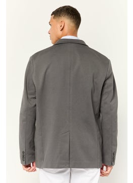ESPRIT Men Regular Fit Solid Semi-Formal Blazer, Dark Grey  - Image 2