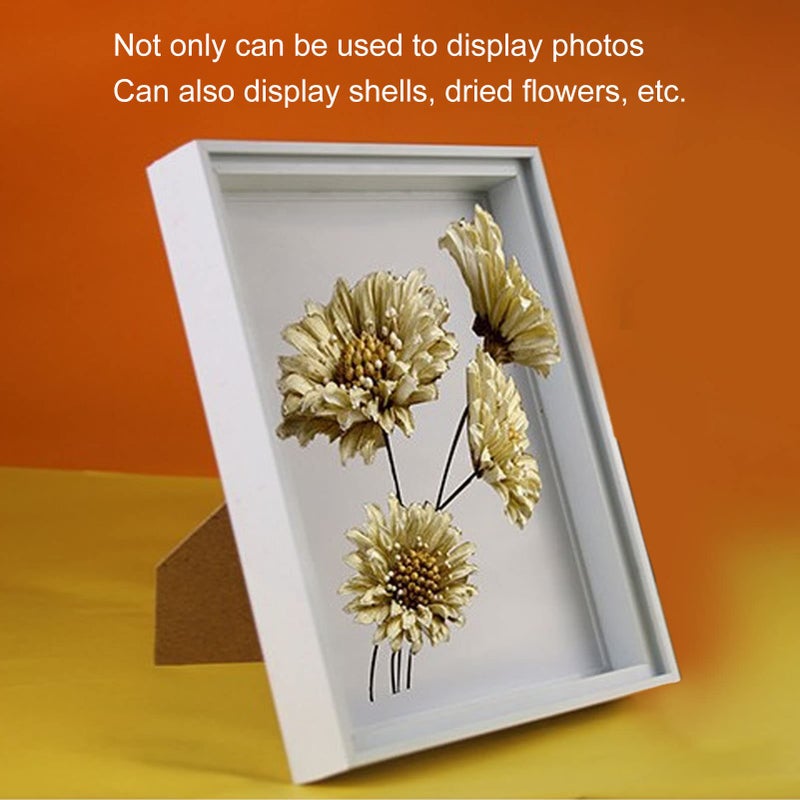 White Floating Photo Frame Pressed Flower Display Stand with Bracket for Tabletop - Image 3