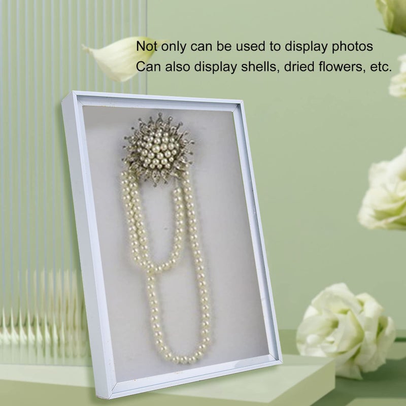 White Floating Photo Frame Pressed Flower Display Stand with Bracket for Tabletop - Image 4