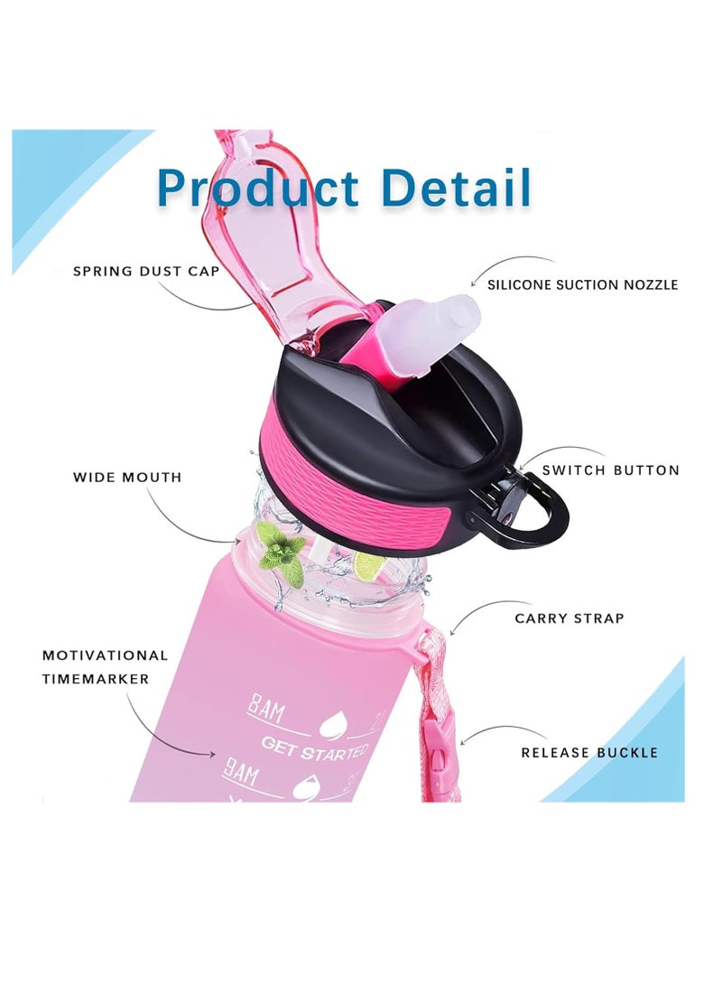 UNICORN Sport Water Bottles,1L with Motivational Time Marker to Drink and Straw,Leakproof BPA & Toxic Free Water Bottle for Office, Gym, Outdoor Sports - Image 3