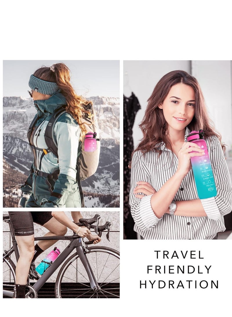 UNICORN Sport Water Bottles,1L with Motivational Time Marker to Drink and Straw,Leakproof BPA & Toxic Free Water Bottle for Office, Gym, Outdoor Sports - Image 4