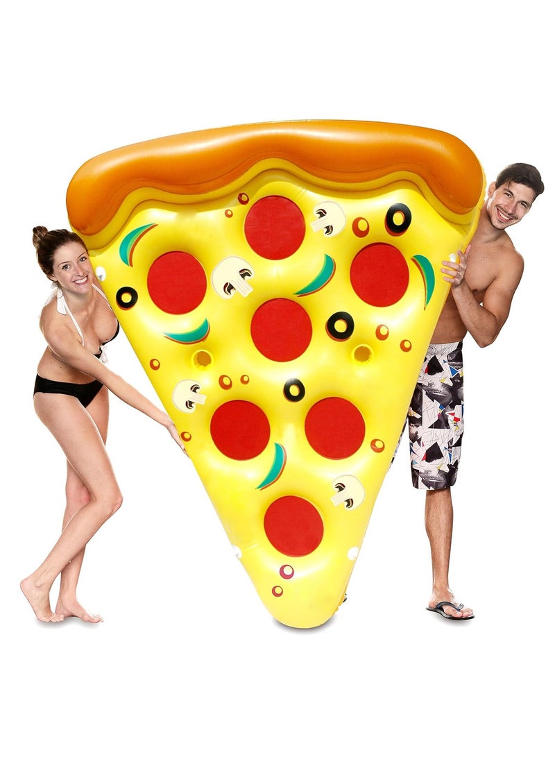 KASTWAVE 1 Pack Giant Inflatable Pizza Slice Pool Float - Extra Large Swim Party Toy with Cup Holders | Fun Summer Pool Raft - Image 1