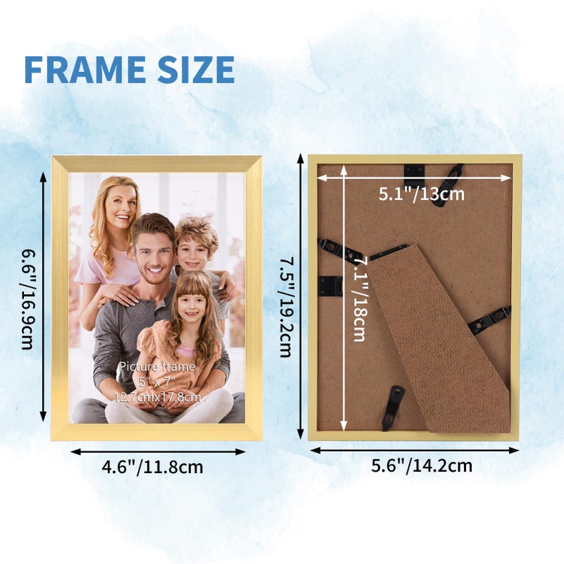 WIFTREY 5x7 Gold Picture Frame Bulk  Multi 5 x 7 Photo Frames for Wall Hanging or Tabletop Display  18 Pack - Image 2