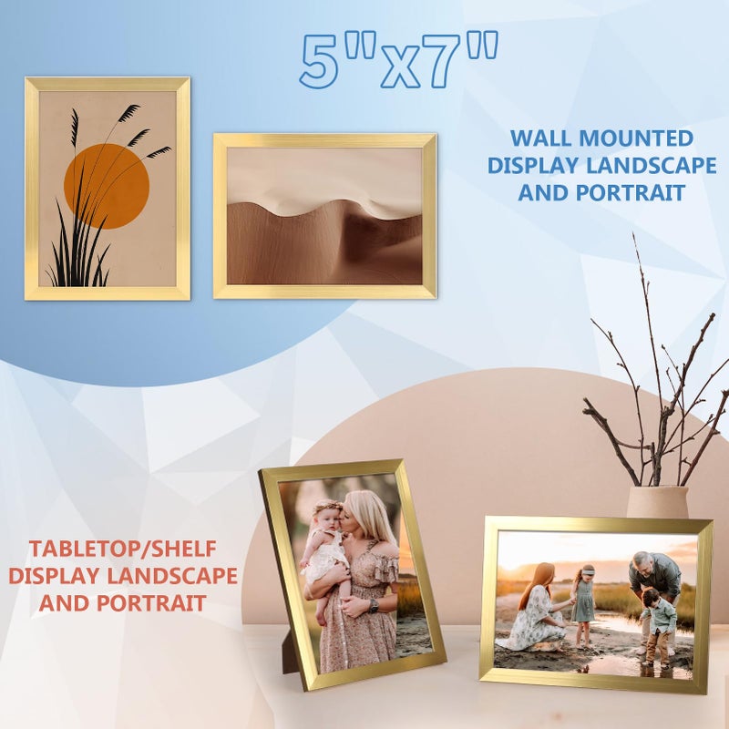 WIFTREY 5x7 Gold Picture Frame Bulk  Multi 5 x 7 Photo Frames for Wall Hanging or Tabletop Display  18 Pack - Image 5