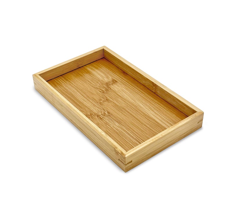 Bamboo Bam & Boo (1-Pack) Natural Bamboo Rectangle Serving & Vanity Tray - for Kitchen  Bathroom  Countertop  Coffee Table (9.8"" x 5.9"" x 1.2"") - Image 1