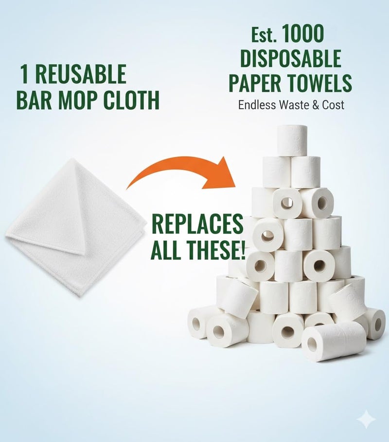 YRALY Terry Bar Mop Towels (Pack of 60) â€“ Absorbent and Quick Drying Commercial-Grade Cotton Cleaning Towels, Cleaning Rags for Kitchen, Bar â€“ Reusable Shop Rags 14â€x17â€ White - Image 4