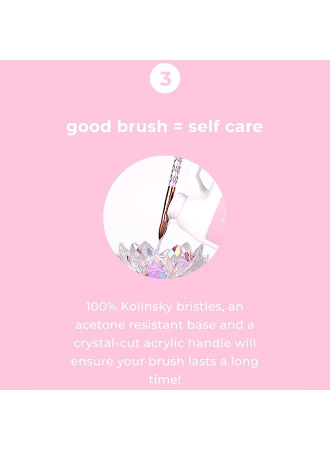 KIARA SKY Pink Crystal Acrylic Kolinsky Nail Brush (10) - Image 4