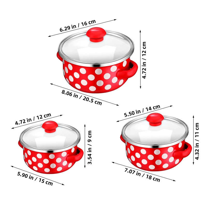 1 Set of Home Sauce Pot Enamel Stockpot with Lid Enamel Cooking Pan with Handle - Image 2