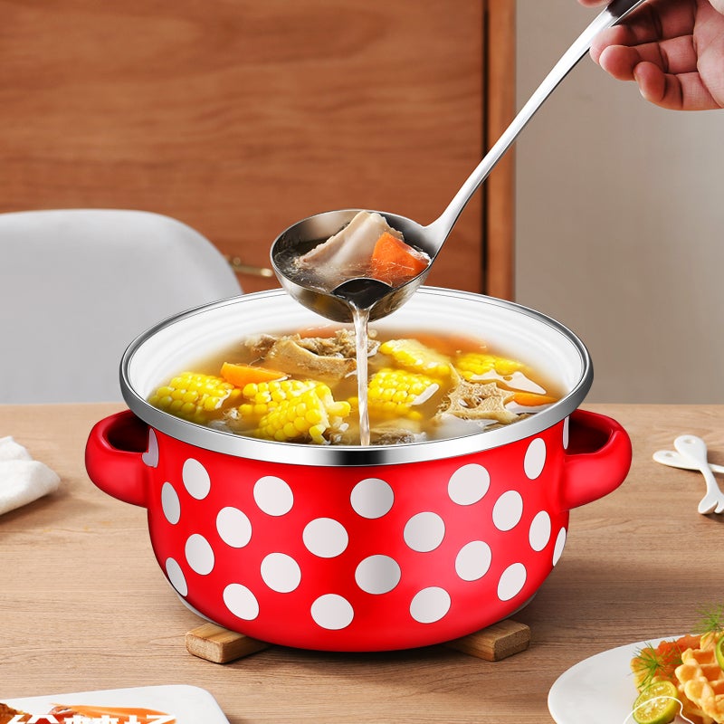 1 Set of Home Sauce Pot Enamel Stockpot with Lid Enamel Cooking Pan with Handle - Image 5