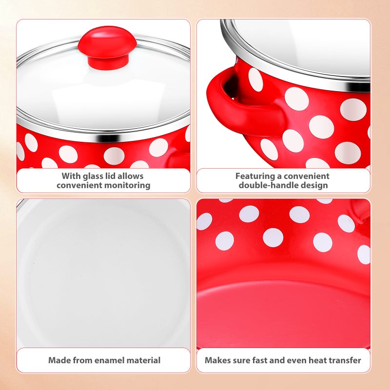 1 Set of Home Sauce Pot Enamel Stockpot with Lid Enamel Cooking Pan with Handle - Image 4
