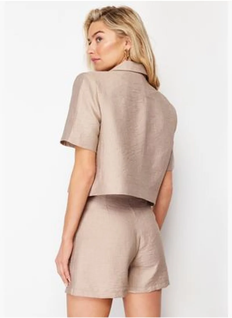 trendyol Camel Short Sleeve Woven Blazer Jacket TWOSS24BC00023