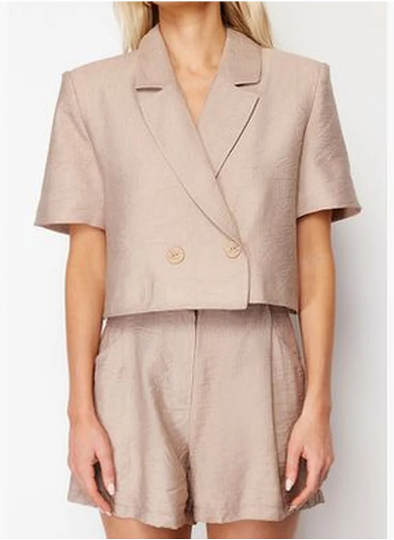 trendyol Camel Short Sleeve Woven Blazer Jacket TWOSS24BC00023