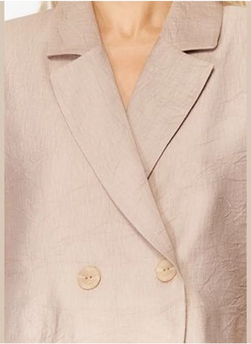 trendyol Camel Short Sleeve Woven Blazer Jacket TWOSS24BC00023