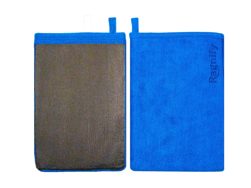 Ragnify Pack of 2 Clay Mitt Auto Detailing Medium Grade Alternative Mitt for Flawless Removal of Surface Bonded Micro Contaminant Blue