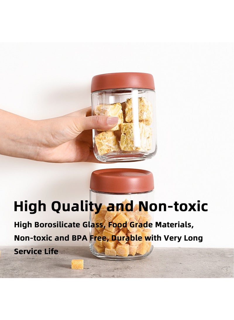 تيويا 4 برطمانات زجاجية بغطاء ملون بولي بروبلين بولي بروبلين ملون منظم حاويات شفافة محكمة الإغلاق، 500 مل لكل منها (أبيض، أحمر، أخضر، كاكي) - Image 2