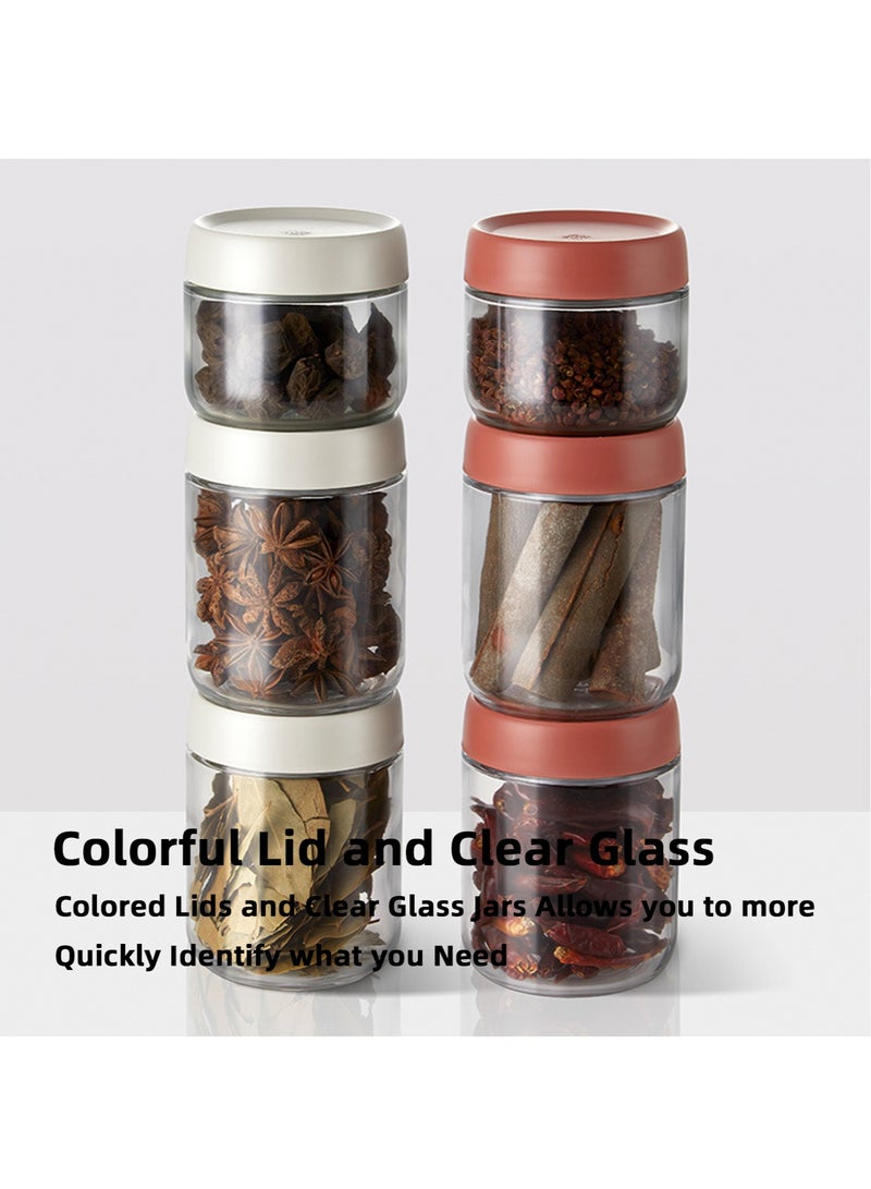 تيويا 4 برطمانات زجاجية بغطاء ملون بولي بروبلين بولي بروبلين ملون منظم حاويات شفافة محكمة الإغلاق، 500 مل لكل منها (أبيض، أحمر، أخضر، كاكي) - Image 4