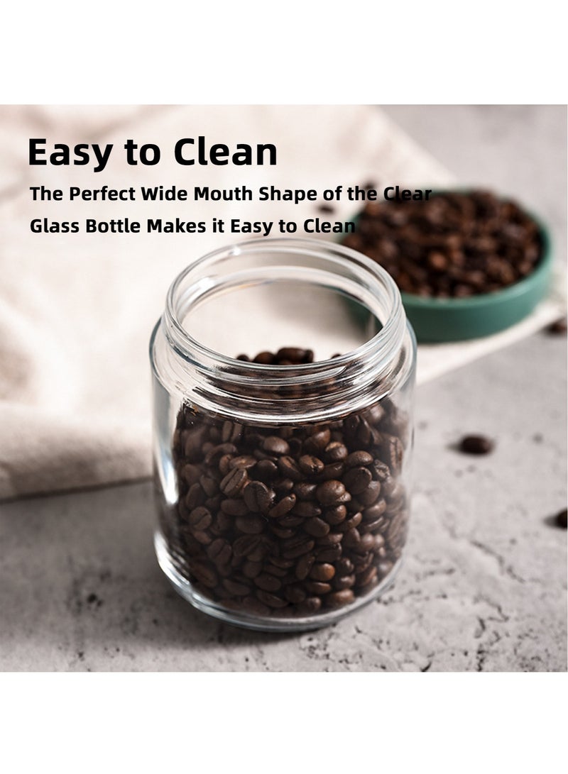 تيويا 4 برطمانات زجاجية بغطاء ملون بولي بروبلين بولي بروبلين ملون منظم حاويات شفافة محكمة الإغلاق، 500 مل لكل منها (أبيض، أحمر، أخضر، كاكي) - Image 5