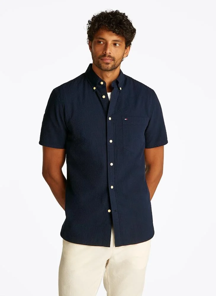 TOMMY HILFIGER Regular Fit Seersucker Short Sleeve Shirt