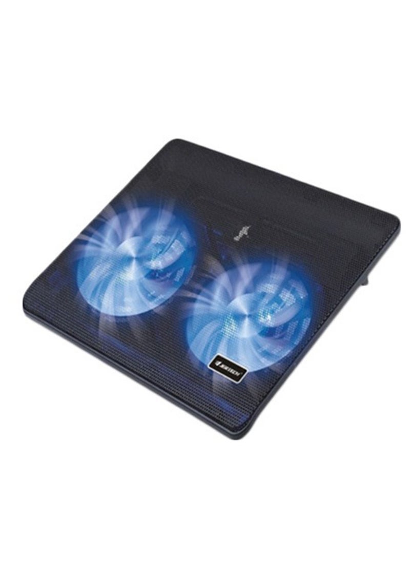 JERTECH - Thin Multi Function Laptop Cooler With Blue Light And 2 Fan Leaf 1.9CM - Black KL330 - Image 1