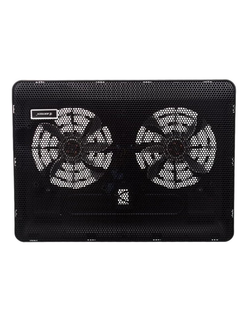 JERTECH - Thin Multi Function Laptop Cooler With Blue Light And 2 Fan Leaf 1.9CM - Black KL330 - Image 1