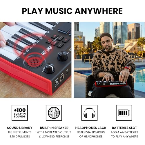 Akai Professional أكاي بروفيشينال MPK ميني بلاي MK3 - وحدة تحكم لوحة مفاتيح MIDI مع مكبر صوت مدمج وأصوات بالإضافة إلى لوحة مفاتيح ديناميكية، وألواح MPC، وحزمة برامج وحزمة أصوات Native Instruments - Image 3