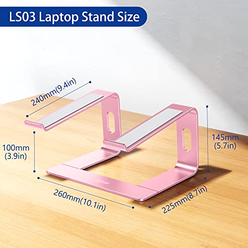 BESIGN LS03 Aluminum Laptop Stand, Ergonomic Detachable Computer Stand, Notebook Holder Compatible with Air, Pro, Dell, HP, Lenovo More 10-15.6" Laptops, Pink - Image 4