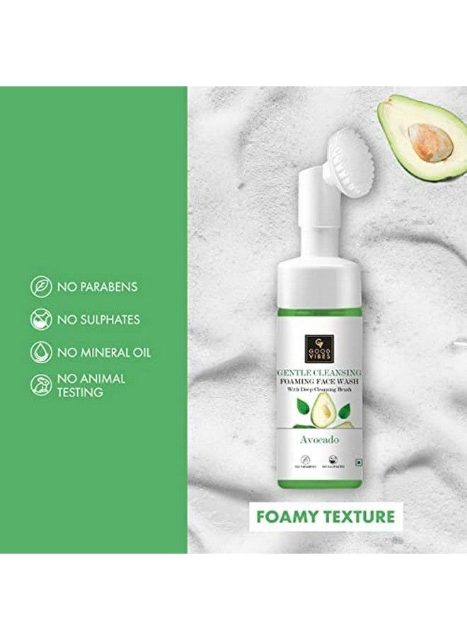 Avocado Gentle Cleansing Foaming Face Wash With Deep Cleansing Brush 150 Ml | Helps Remove Impurities Moisturizing Hydrating Cleanser For All Skin Types | No Parabens & Sulphates