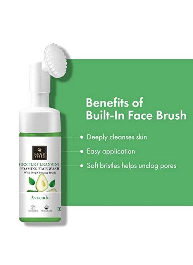 Avocado Gentle Cleansing Foaming Face Wash With Deep Cleansing Brush 150 Ml | Helps Remove Impurities Moisturizing Hydrating Cleanser For All Skin Types | No Parabens & Sulphates