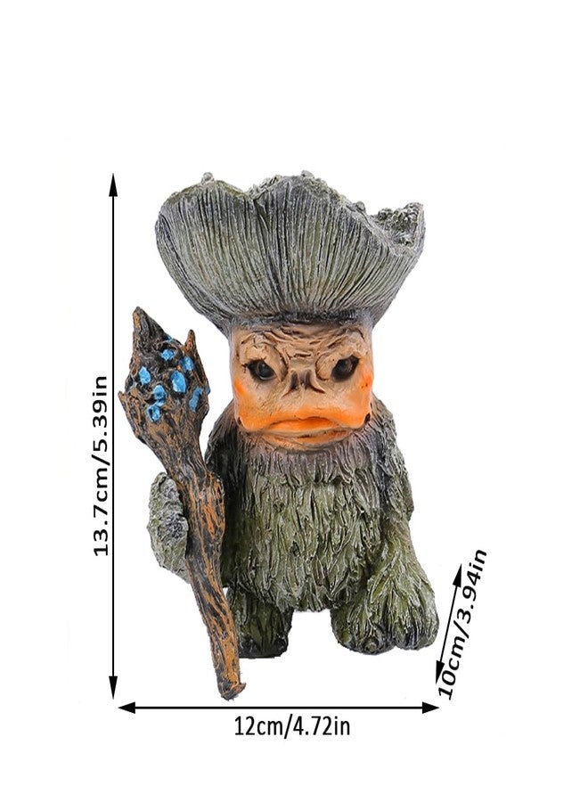QIAOIDEA Forest Wizard Troll Figurine - 5.4" Resin Garden Gnome Statue with Staff, Tree Spirit Decor for Indoor Outdoor, Fantasy Shelf Decoration, Handmade Mythical Creature Sculpture for Home & Office - Image 5
