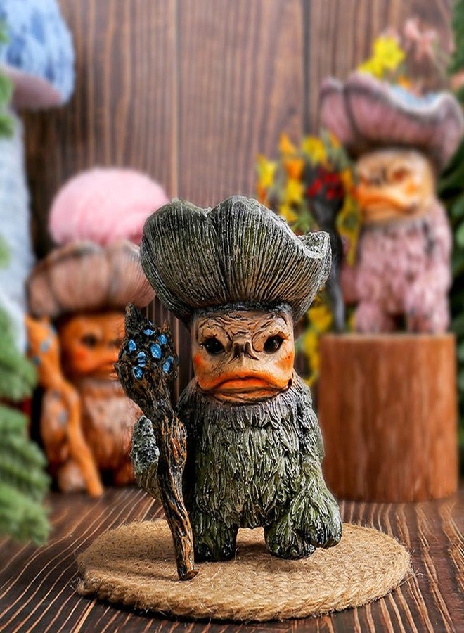 QIAOIDEA Forest Wizard Troll Figurine - 5.4" Resin Garden Gnome Statue with Staff, Tree Spirit Decor for Indoor Outdoor, Fantasy Shelf Decoration, Handmade Mythical Creature Sculpture for Home & Office - Image 2