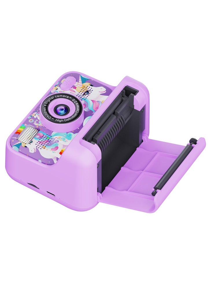 طابعة صور Z12 صغيرة عالية الدقة ثنائية العدسات، مقاس 2.4 بوصة، مزودة بكاميرا فورية للأطفال، مع بطاقة TF سعة 32 جيجابايت - أرجواني - Image 5
