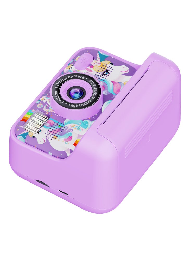 طابعة صور Z12 صغيرة عالية الدقة ثنائية العدسات، مقاس 2.4 بوصة، مزودة بكاميرا فورية للأطفال، مع بطاقة TF سعة 32 جيجابايت - أرجواني - Image 4