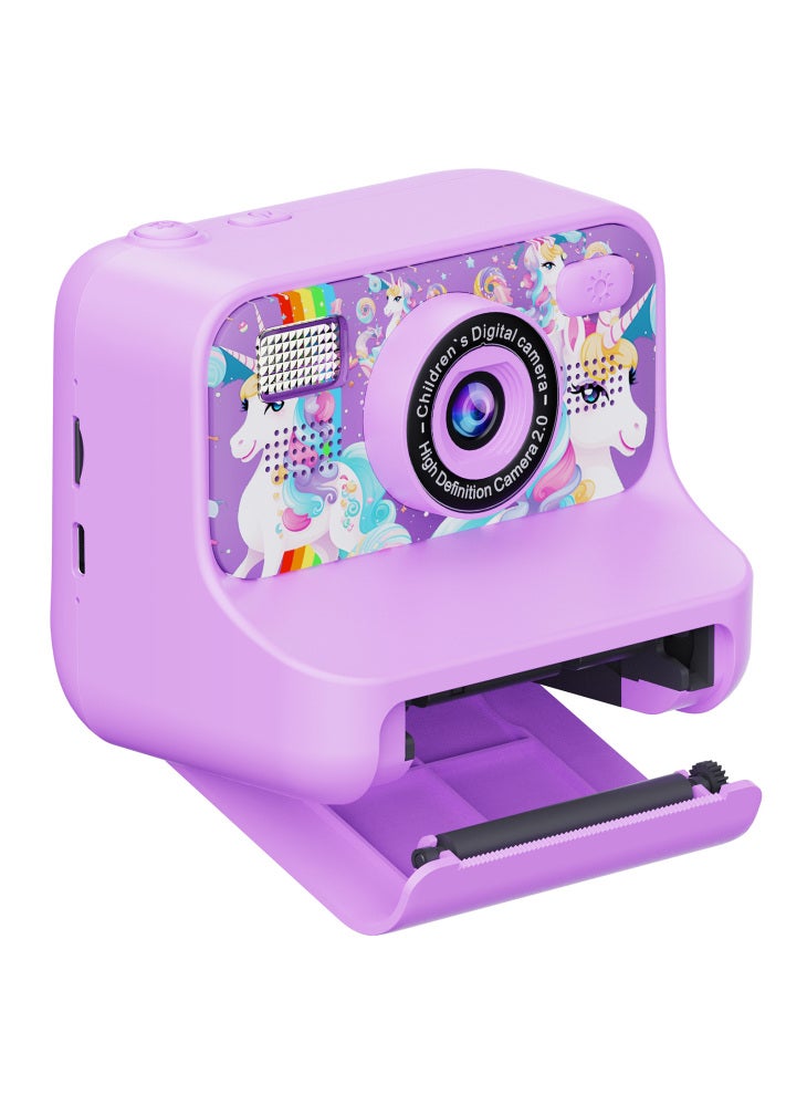 طابعة صور Z12 صغيرة عالية الدقة ثنائية العدسات، مقاس 2.4 بوصة، مزودة بكاميرا فورية للأطفال، مع بطاقة TF سعة 32 جيجابايت - أرجواني - Image 3