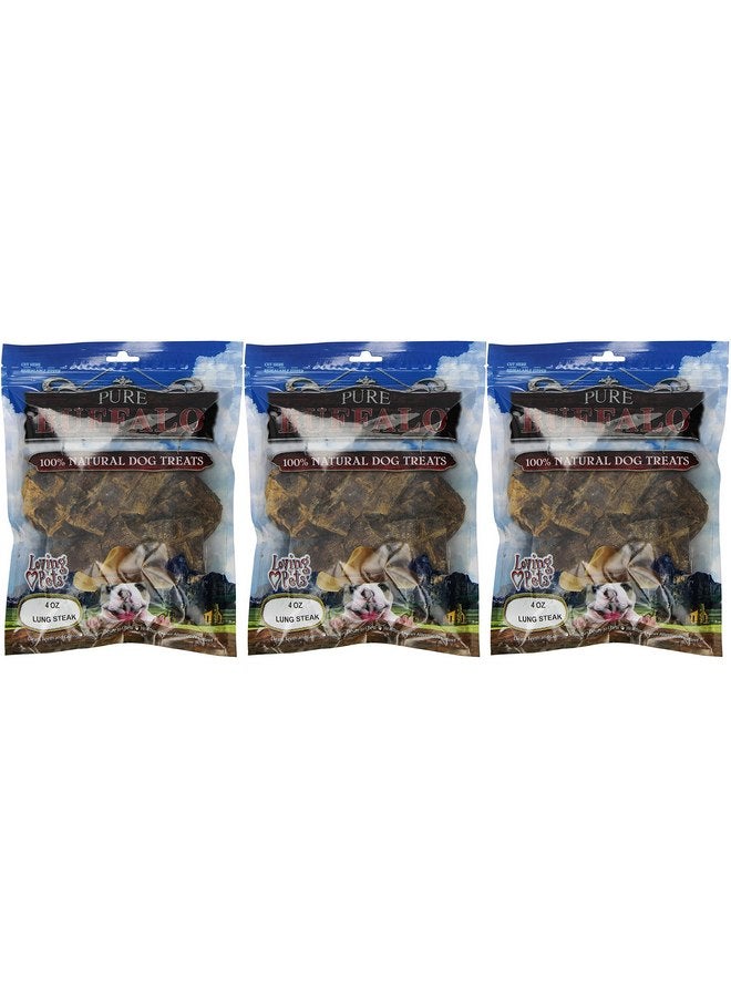 Loving Pets 3 Pack of Pure Buffalo Lung Steaks, 4 Ounces Each, Single-Ingredient Dog Treats - Image 1
