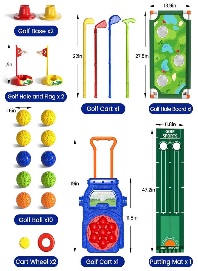 KINGTOP Toddler Golf Set with Putting Mat & Cornhole Board, Kids Golf Clubs 3-5 Years Old with 10 Balls, 4 Clubs, 2 Holes & Cart, Indoor Outdoor Toddler Sports Toys - Image 2