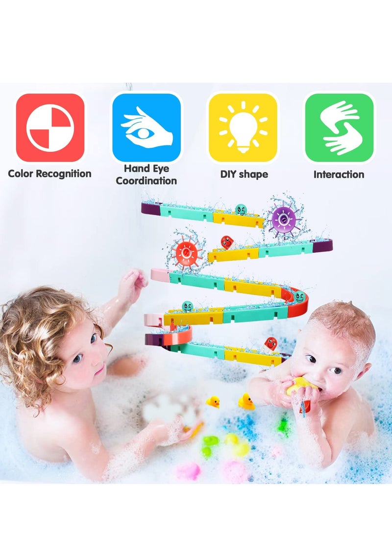 Bebiland 44 PCS Kids Bath Toys, Bath Track Game, Shower Water Toys, Watermill Slide Bath Toy Bath Time with Suction Cups Kids Bathtub Toys for 3 4 5 Year Old Toddler Boys Girls  - Image 3